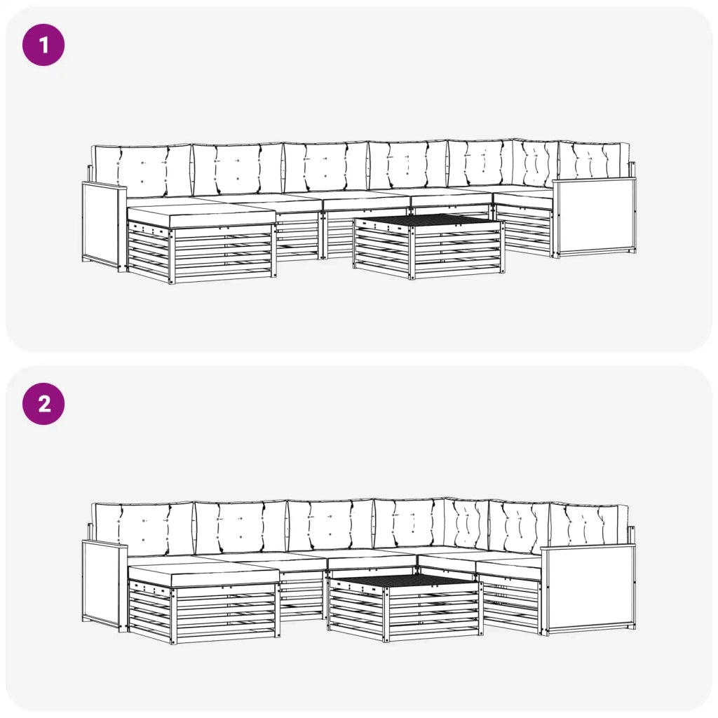 Set di divani da esterno 8 pz Naturale e Crema 3383653