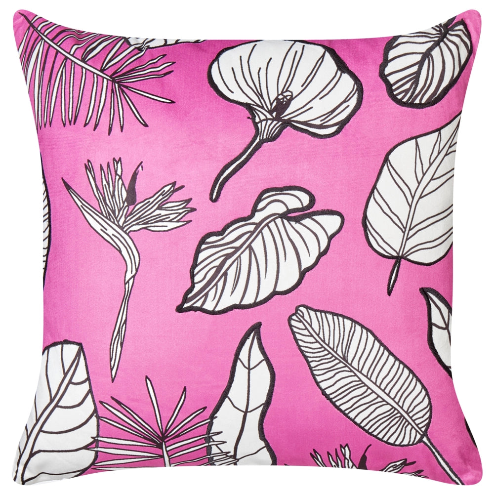 Set di 2 cuscini in cotone con stampa a foglie 45 x 45 cm rosa soggiorno camera da letto