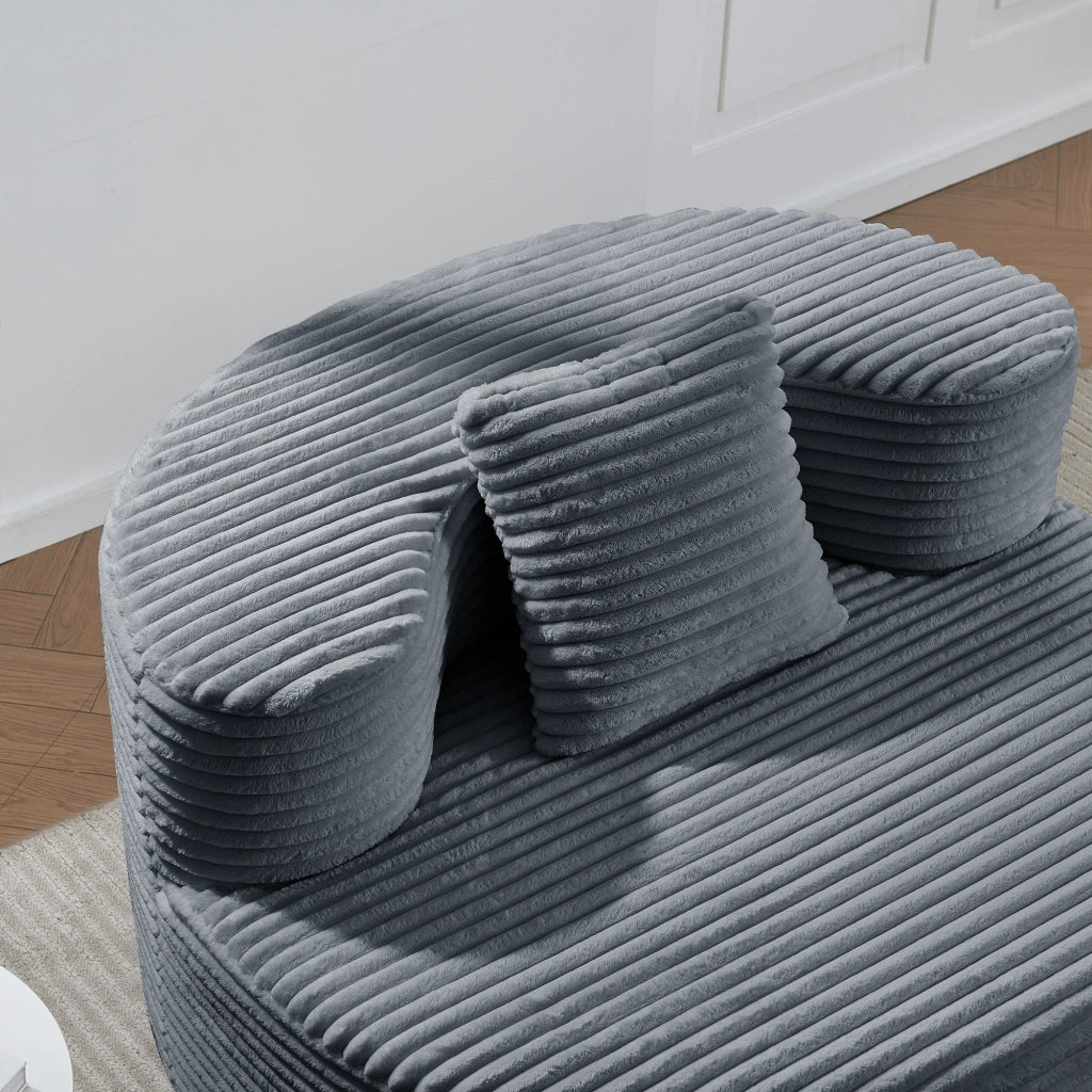 POLTRONA SACCO 112x105x59 cm Tessuto a coste Grigio scuro