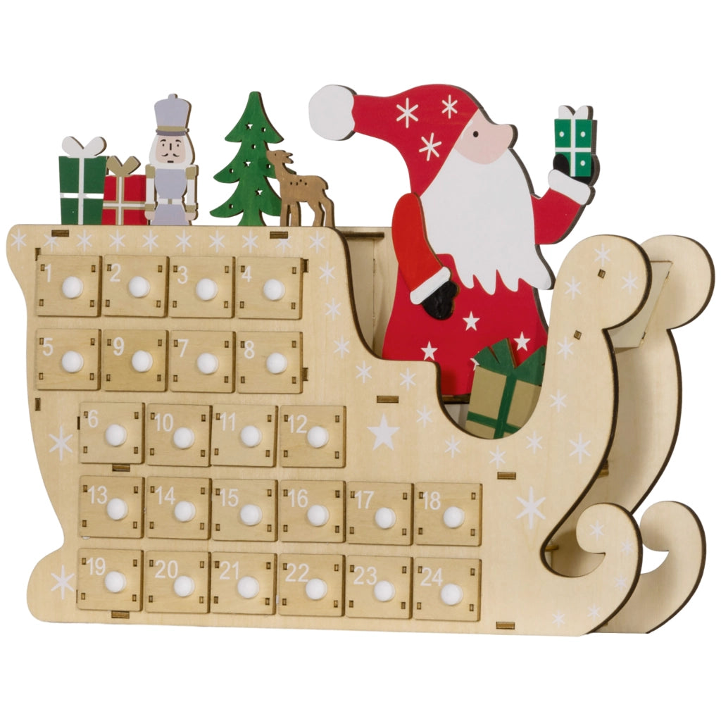 Calendario dell'Avvento in Legno con 24 Cassetti ¨C Xylo ¨C Riutilizzabile Naturale 22,5x8x36 cm