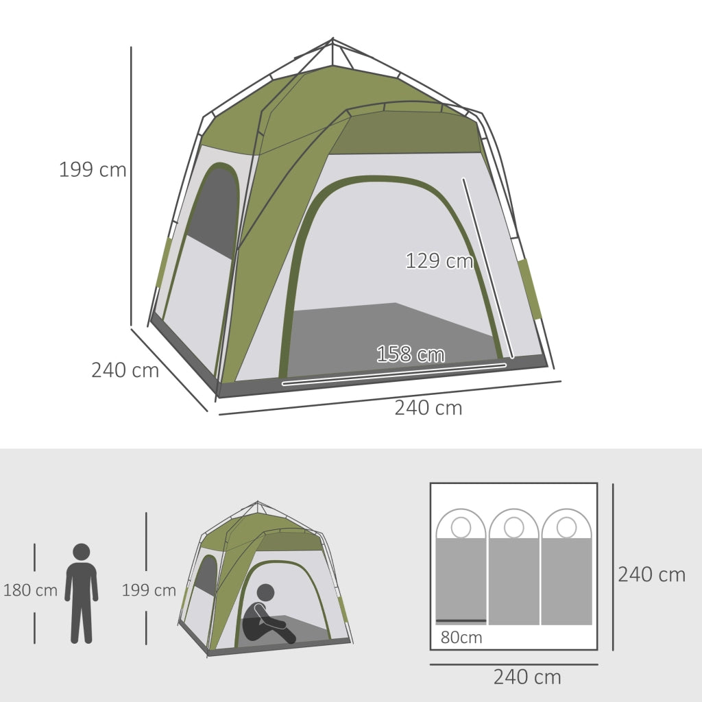 Tenda da Giardino Pop Up ¨C zephmum ¨C Verde Grigio 240x240x199 cm