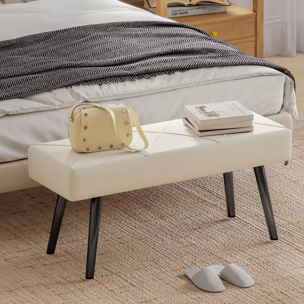 Pouf Piede Letto Multifunzionale ¨C zephmum ¨C Bianco Crema 100x36x45 cm