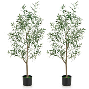 Set di 2 ulivi artificiali 130 x 15 x 12,5 cm con frutti realistici aspetto naturale tessuto verde 20_0010044