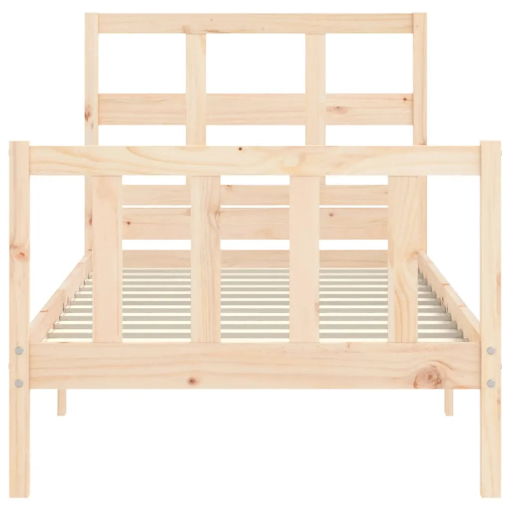 Giroletto con Testiera Single-Struttura Letto in Legno Massello 936598