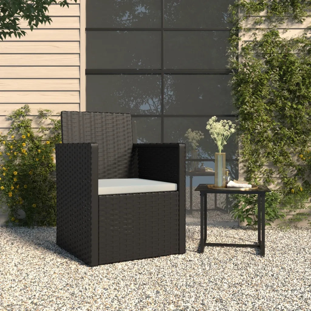 Poltrona da Giardino con Cuscino Nero in Polyrattan CFW3701974