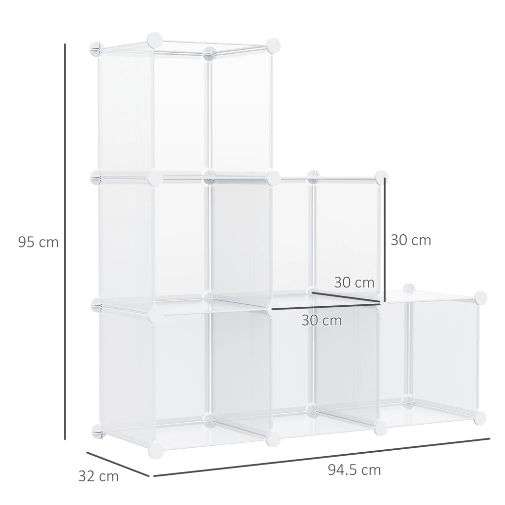 Easycomfort Mobile Scarpiera Modulare Salvaspazio, 6 Cubi in Plastica PP, 65x32x162 cm, Trasparente