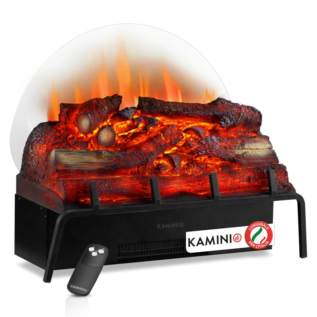KAMINIO Camino elettrico NOAH - Inserto per caminetto elettrico con riscaldamento, effetto 3D, telecomando