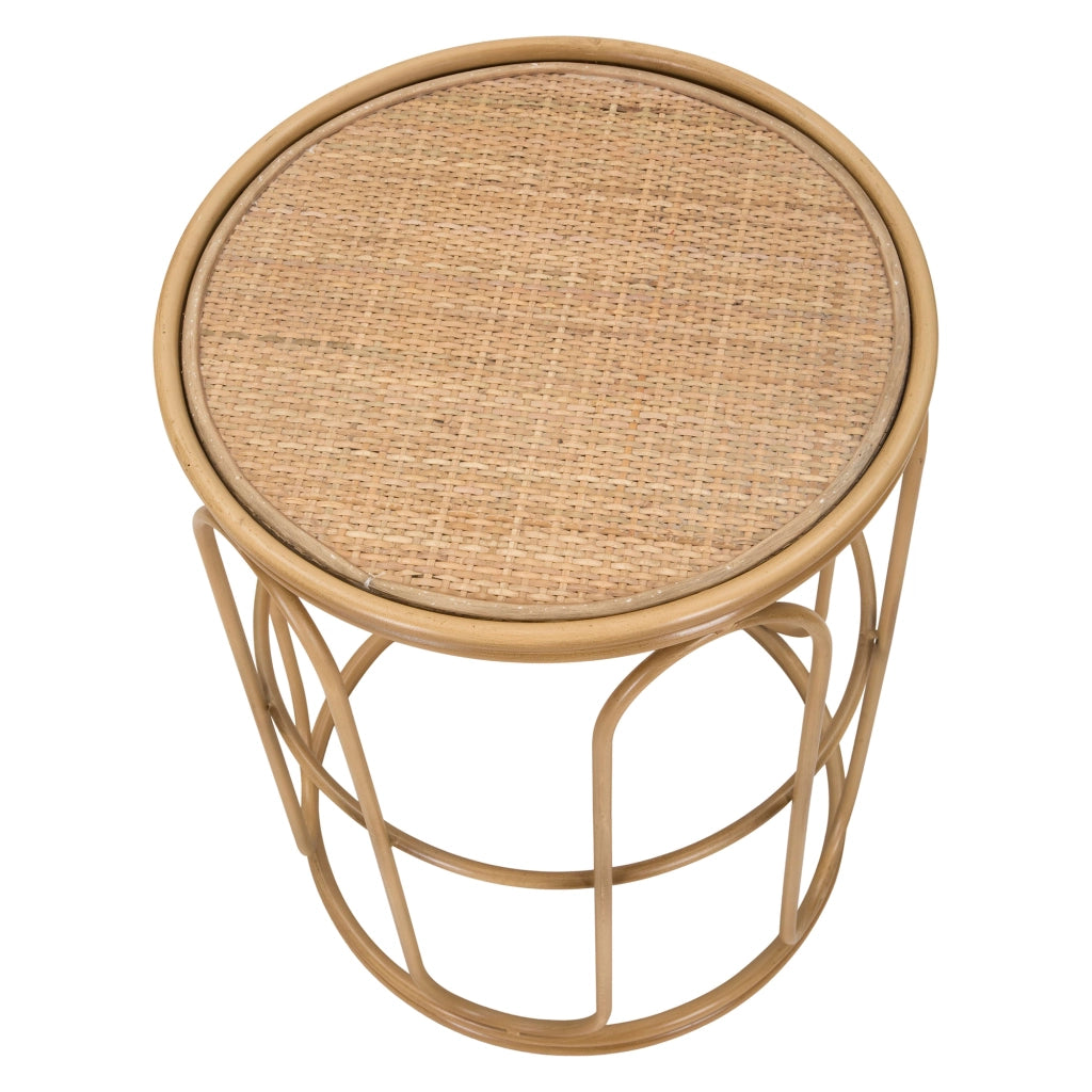 Socotr, Tavolino da Salotto Effetto Rattan, 40x40x55h cm Marrone