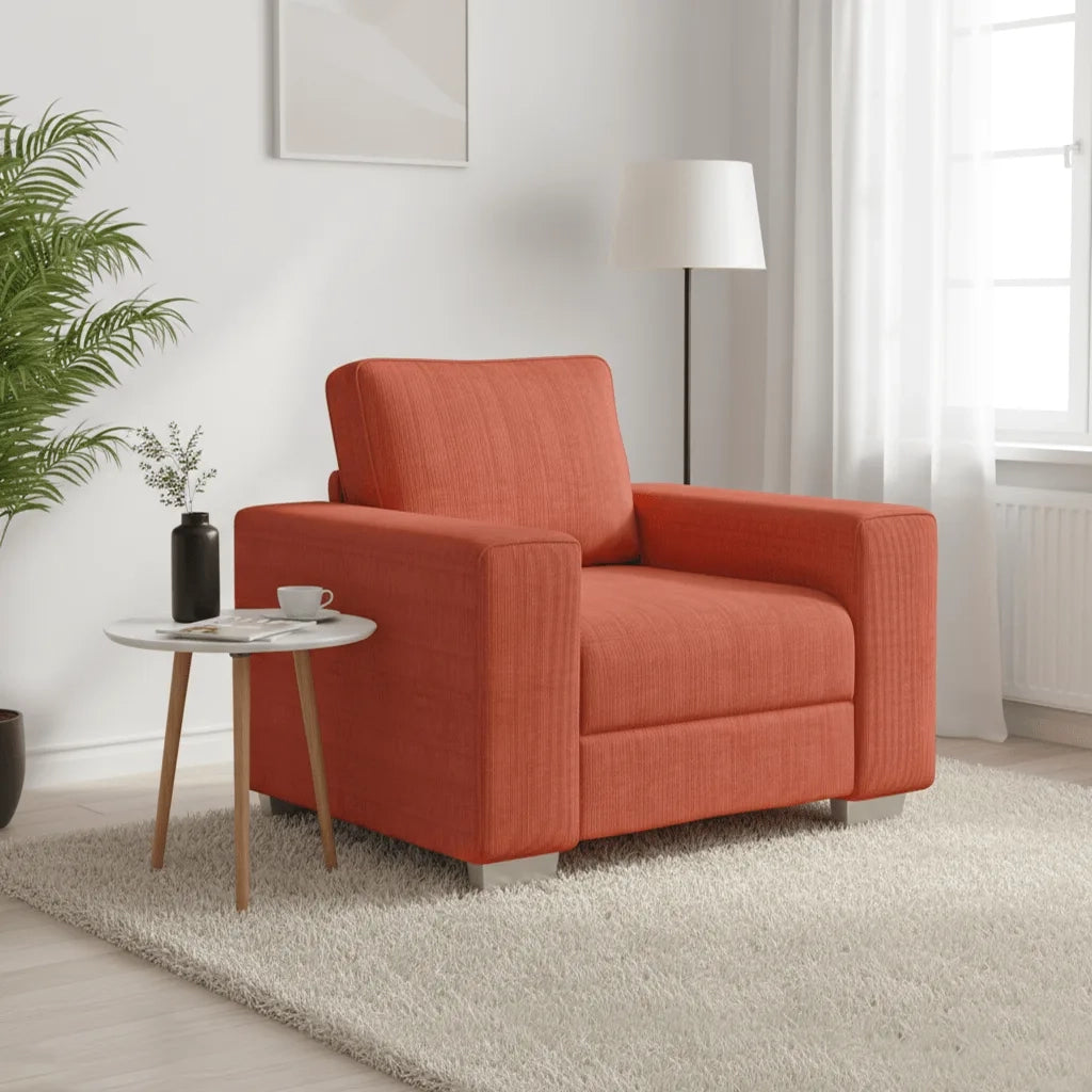 vidaXL Divano Sedia Rosso Arancione 60 cm Tessuto di Velluto a Coste