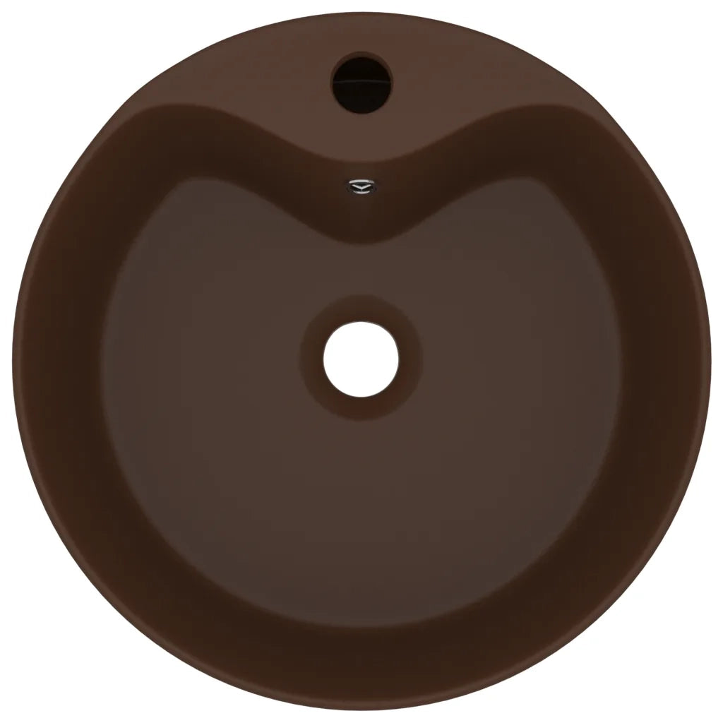 Lavandino con Troppopieno Marrone Scuro Opaco 36x13 cm Ceramicacod mxl 126659