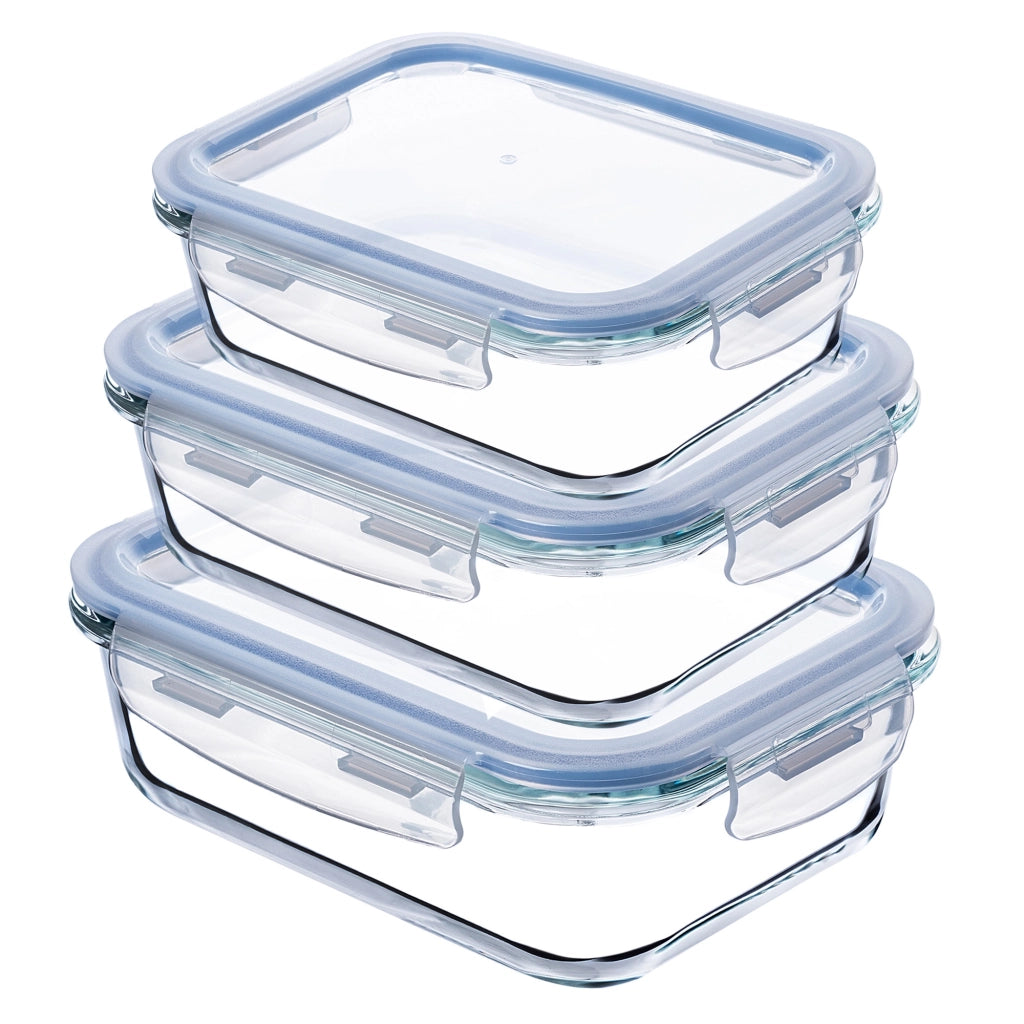 Set di contenitori per alimenti in vetro KADAX, contenitori in vetro con coperchio, portapranzo, 3 pezzi