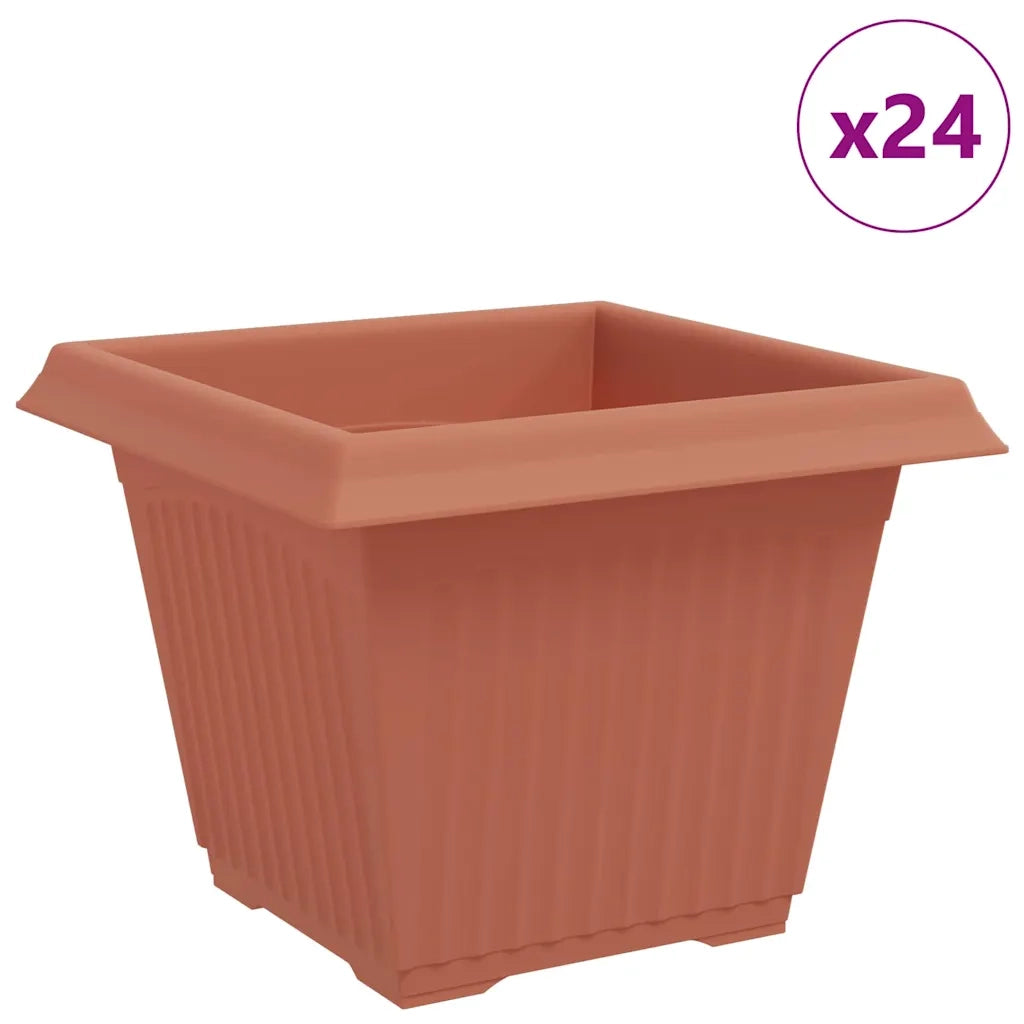 Vaso quadrato per fiori 24 pcs Rosso Mattone Plastica 42020344