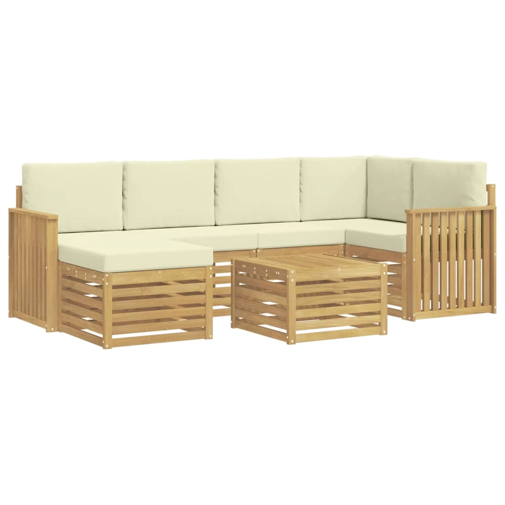 Set di divani da esterno 7 pcs Bianco e Crema Poliestere 3392150