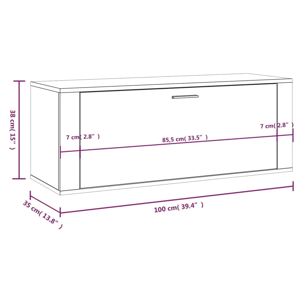 Scarpiera mobiletto portascarpe mobiletto da parete per ingresso/corridoio/soggiorno 100 x 35 x 38 cm grigio 02_0021918