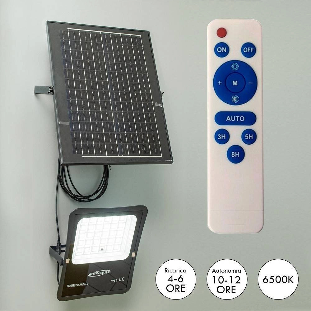 Trade Shop - Faro Con Pannello Solare Ip65 E Sensore Crepuscolare Proiettore 50 100 200 300w -  100 Watt