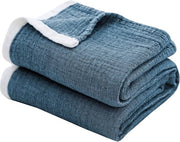 Sfondo - Sfondo comodo - Sfondo morbido - Sfondo morbido e comodo in cotone - Sfondo in cotone - Sfondo per salotto - Adatto per tutte le stagioni - Utilizzabile come coperta per divano - Adatto per camera da letto - 150x200 cm - Blu