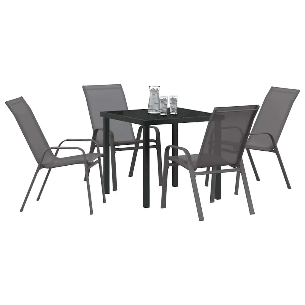 Set da Pranzo per Giardino 5 pcs Grigio e Nero 3379122