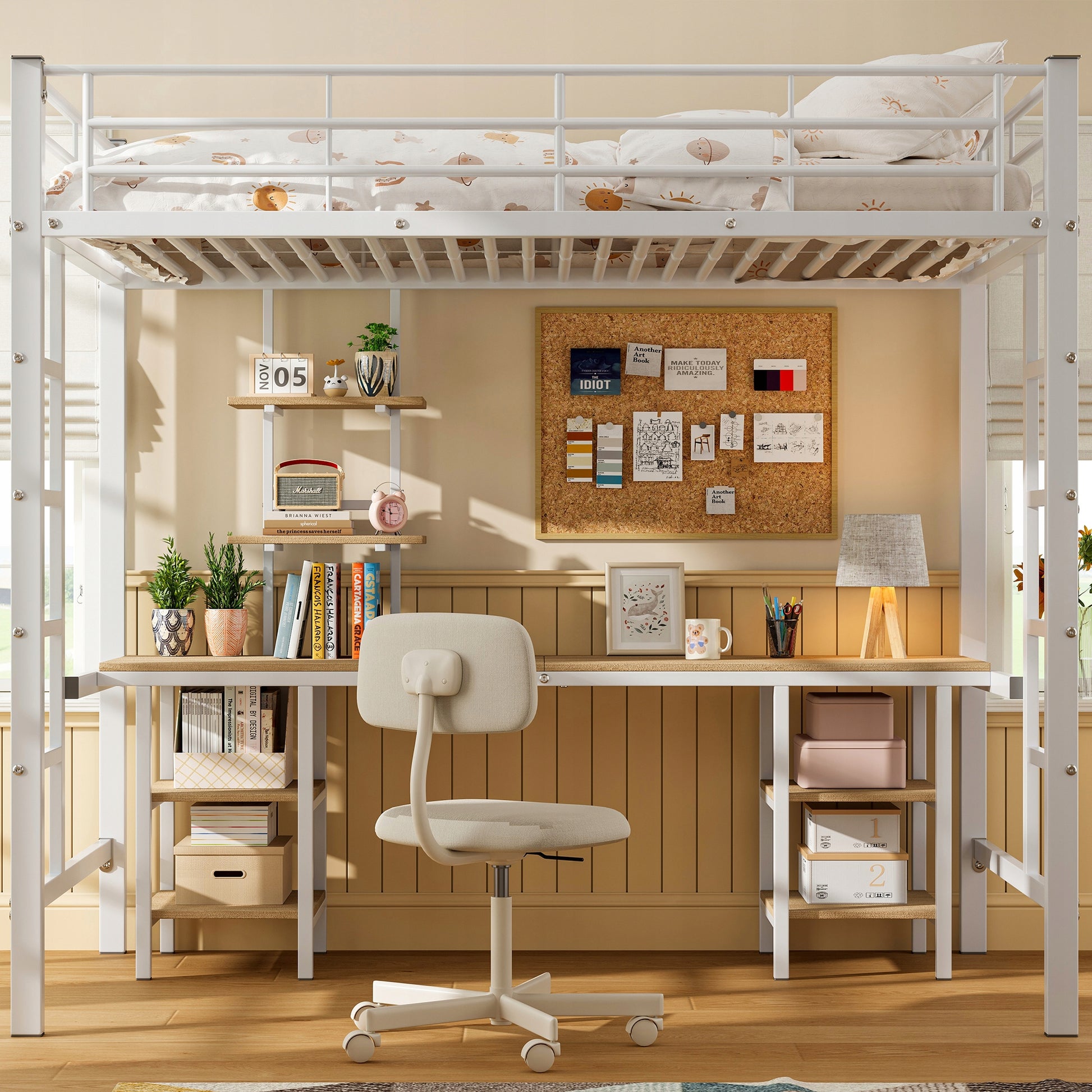 Letto a castello con scrivania 90x200 - Xylo - Bianco per bambini