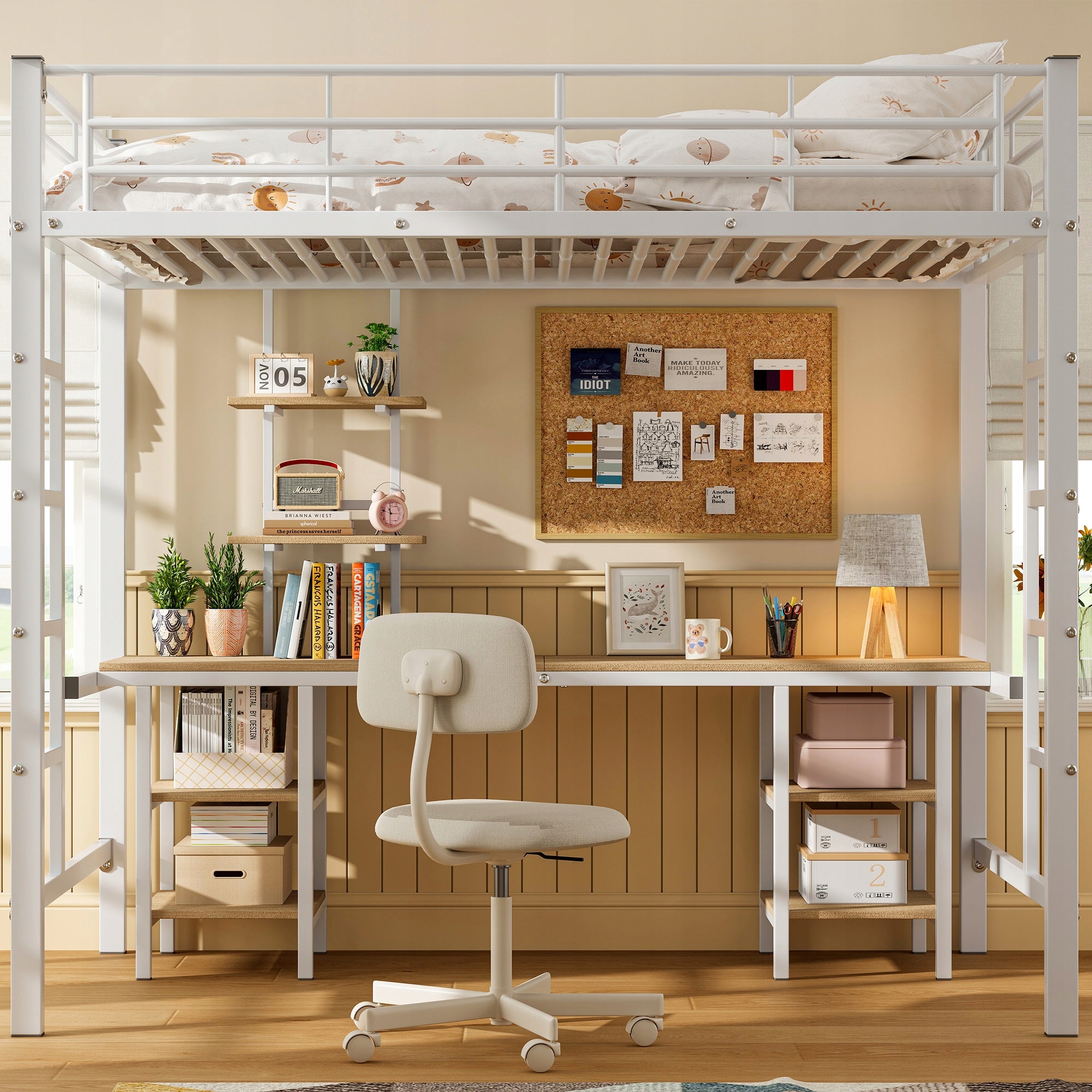 Letto a castello con scrivania 90x200 - Xylo - Bianco per bambini