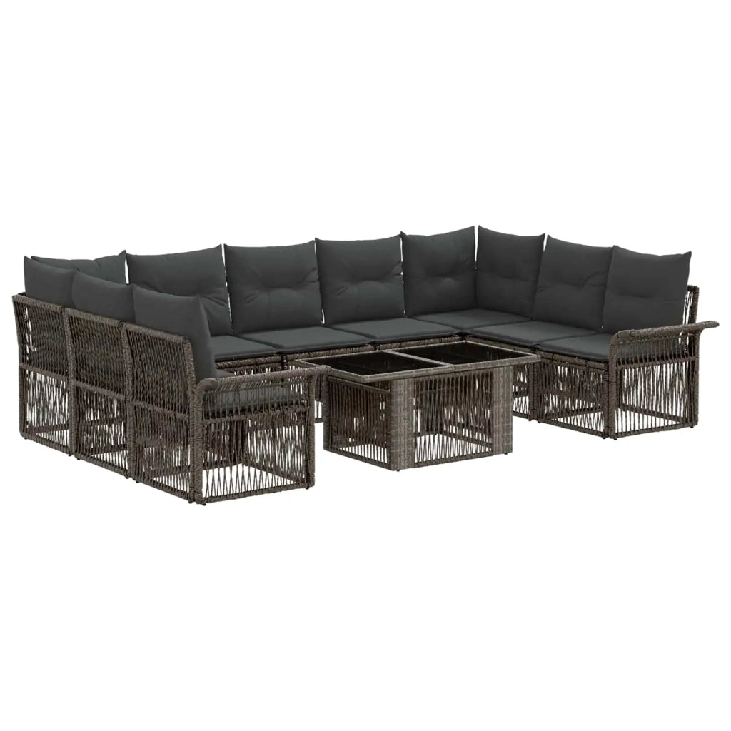 Set Divano da Giardino 10 pz Grigio e Grigio Scuro polyrattan 3436685