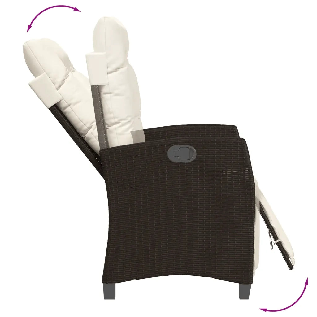 Set Bistrò 3 pz con Cuscini Marrone in Polyrattan