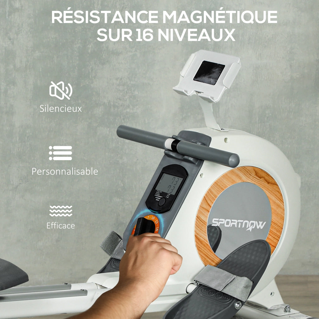 Rameur Magnetico 16 Livelli con Schermo LCD e Supporto Telefono ¨C zephmum ¨C Verticale
