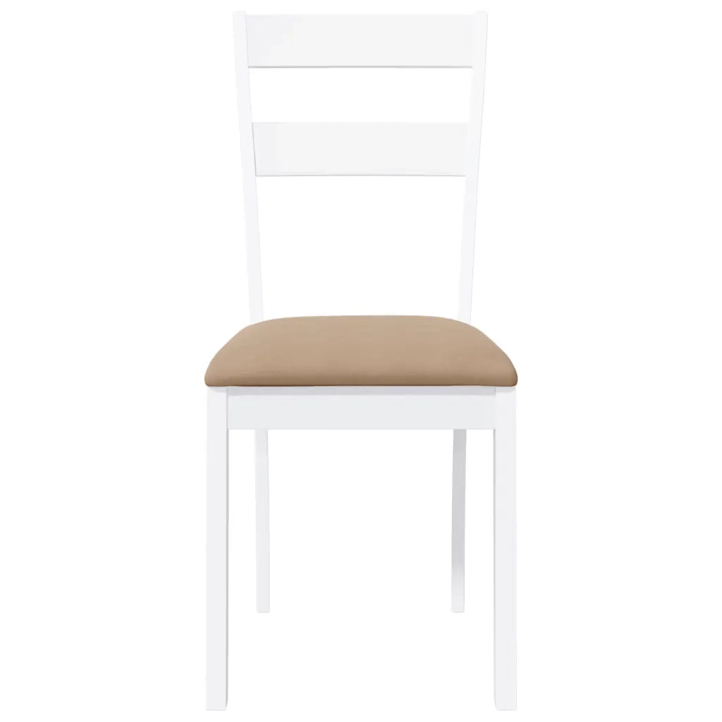 Sedie da Pranzo con Cuscini 2 pz Bianco Legno Massello di Hevea