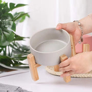 Set di Piatti in Ceramica Elevato per Cani e Gatti con Alimentatore e Vasca per l'Acqua