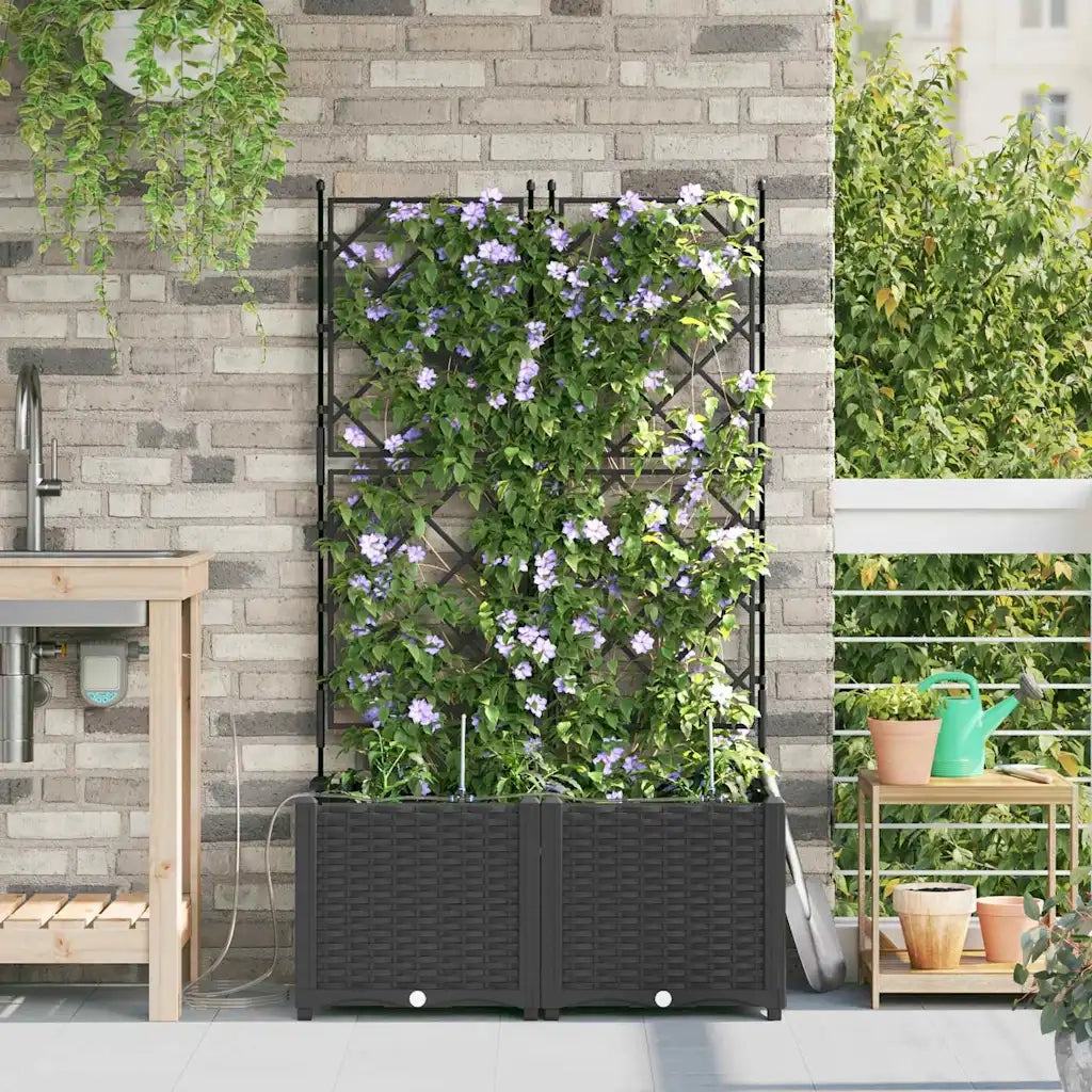 Vaso da giardino 2 pz-Set di 2 Fioriera da Esterno-Contenitore per Piante Nero Acciaio 981847