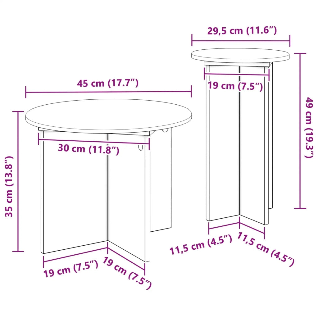 Set tavolini 2 pcs Rovere Artigianale Legno ingegnerizzato 8001036