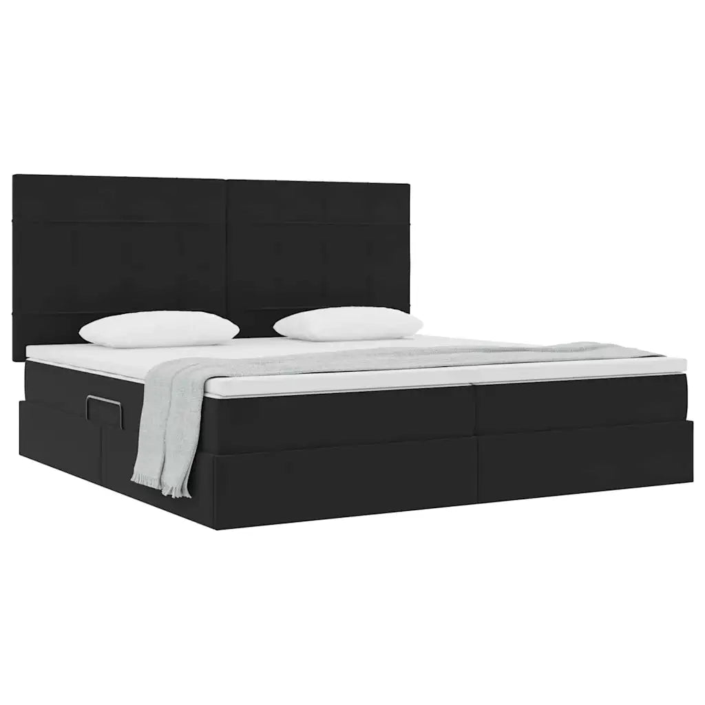 Letto con contenitore e materasso Nero 200 x 200 cm Velluto 3372053