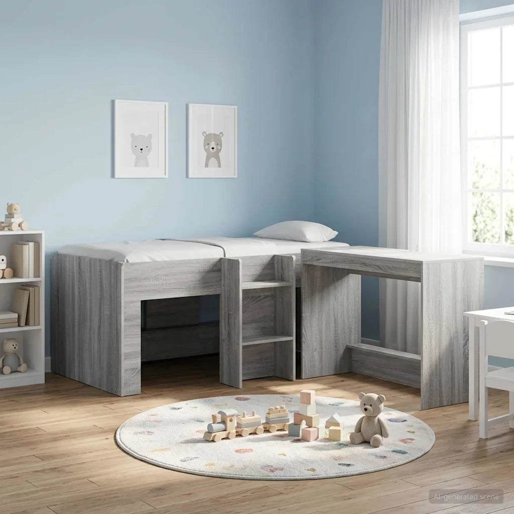 Letto Alto per Bambini 2 pcs Sonoma grigio Legno ingegnerizzato