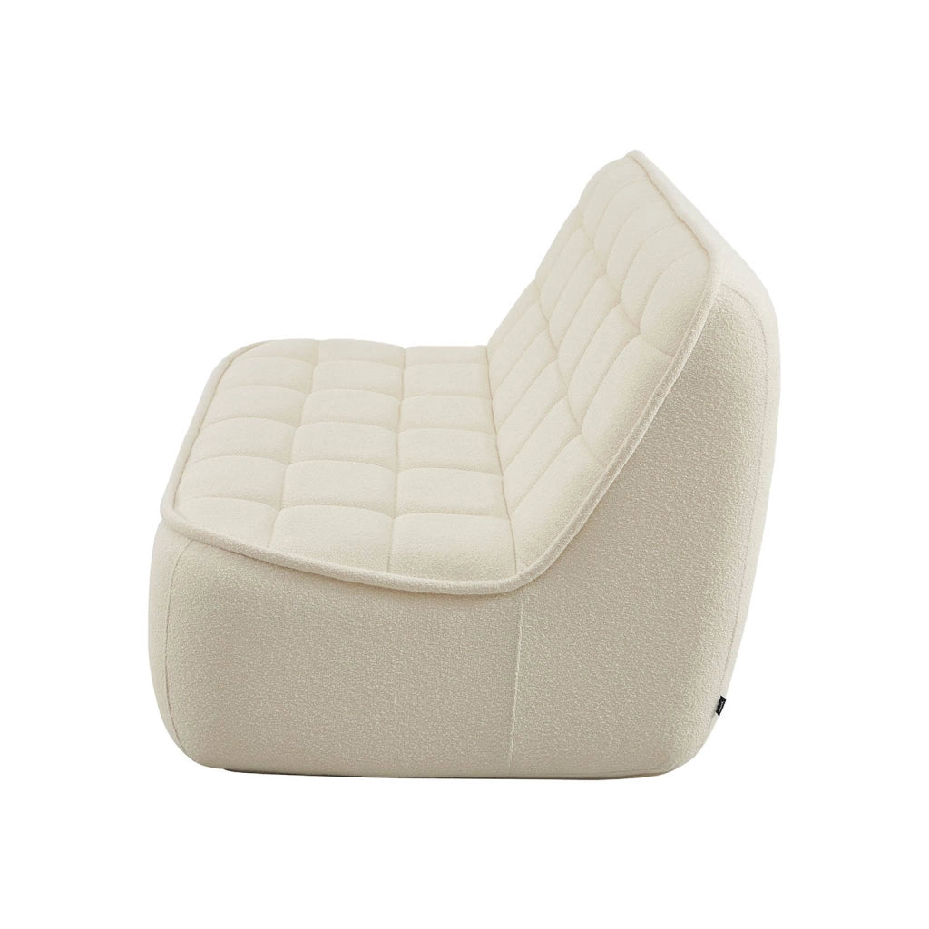 Poltrona in bouclé testurizzato, 2 posti, bianco sporco