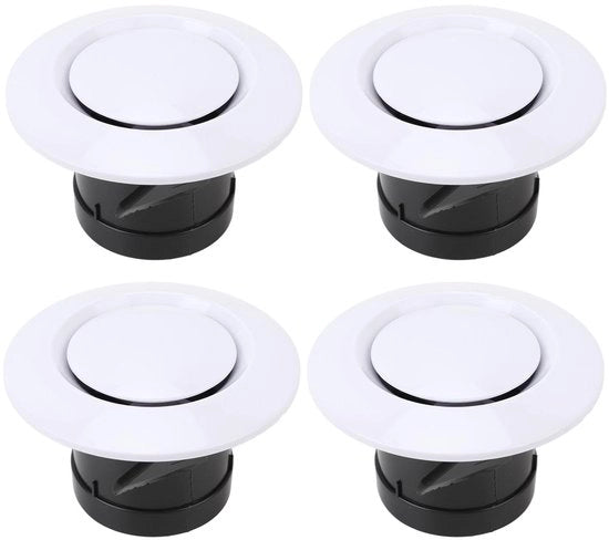 Diffusore da soffitto regolabile - Rostello di ventilazione circolare - Copertura di ventilazione - Materiale ABS - 4 pezzi - Flusso d'aria ottimale - Rostello di ventilazione
