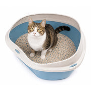 Lettiera Angolare per Gatti con Bordo Antisporco e Accesso Facilitato – Disponibile in 49x40x17,5 cm e 58x48x20,5 cm Azzurra - L:58x48x20,5cm