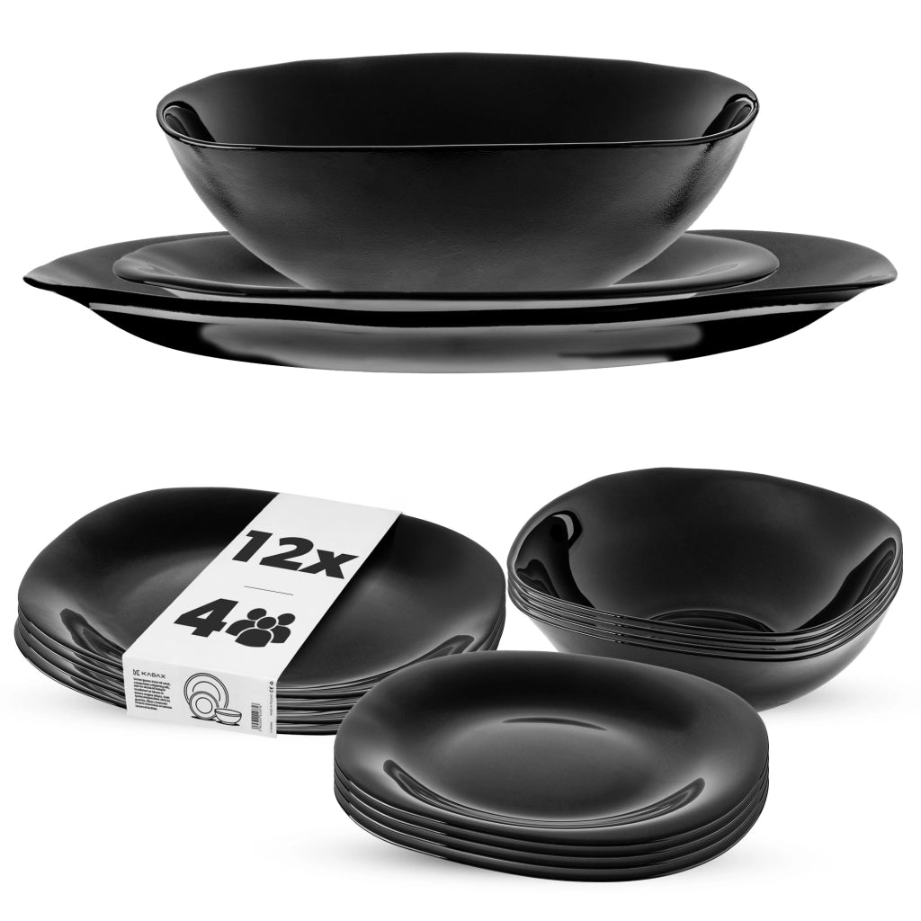 Set di 12 piatti KADAX neri