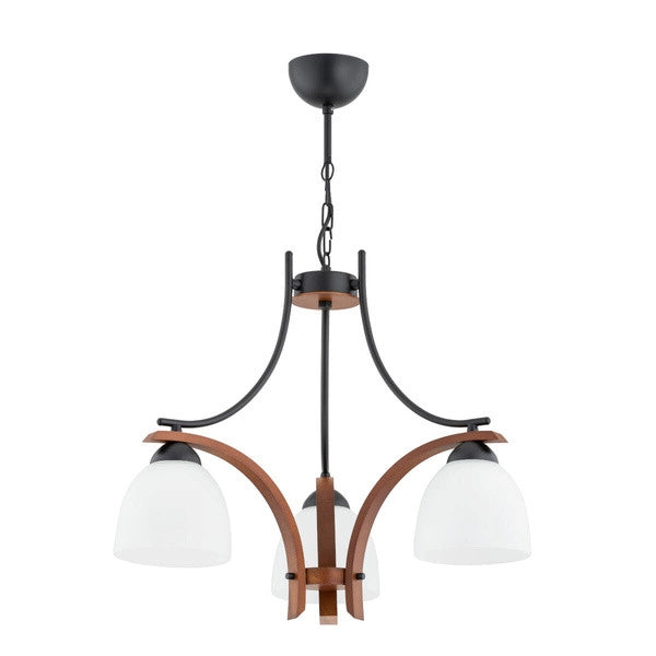 Lampadario classico Bafia legno/metallo nero 3xE27 Ø52 Alfa