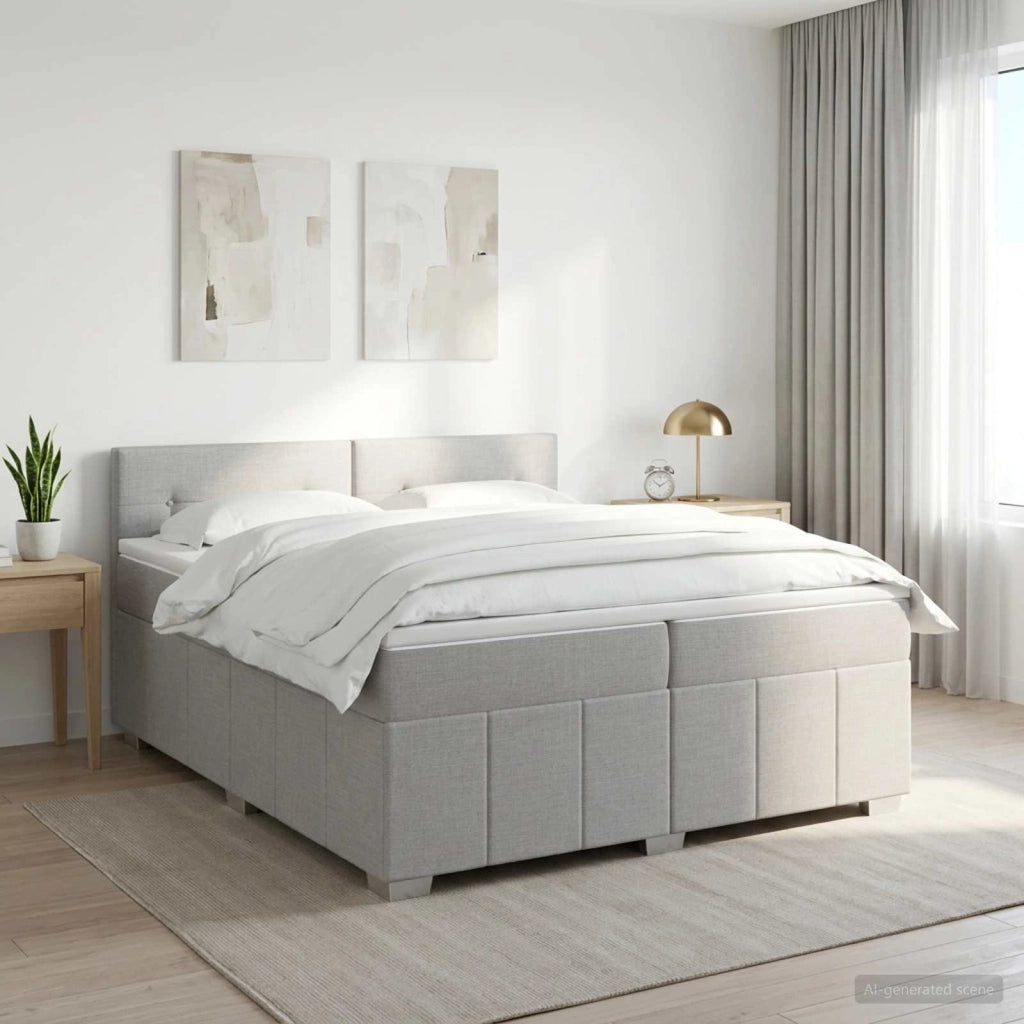 Letto box spring con materasso Grigio Chiaro 200 x 200 cm 3451290