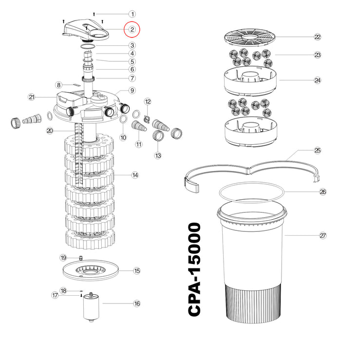 Pezzo di ricambio per filtro a pressione CPA-15000 Unità UVC di collegamento