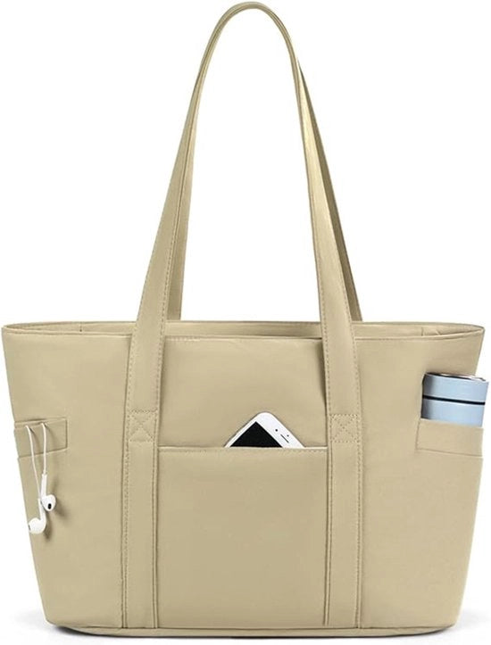 Borsa da viaggio/laptop con chiusura a cerniera e maniglia superiore, ideale per viaggi e lavoro - colore kaki