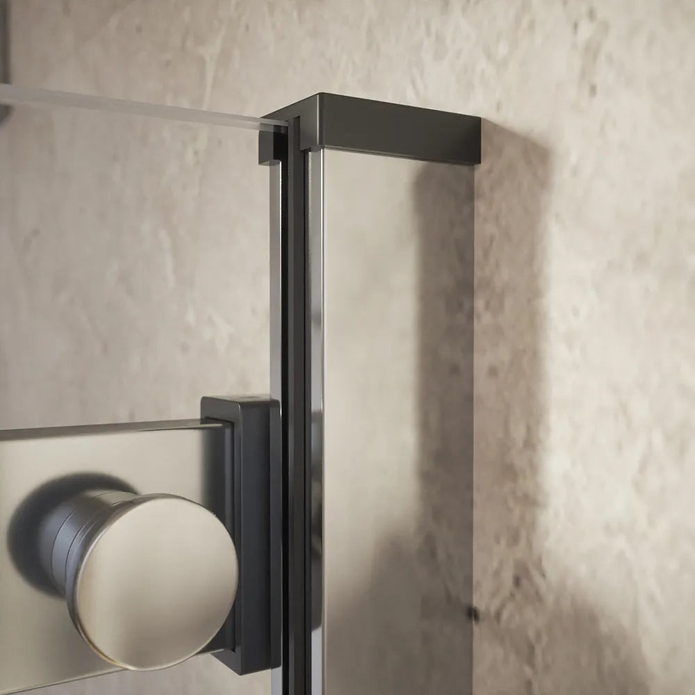 Box doccia angolare 90x90cm due ante scorrevoli  vetro 8mm trasparente profili cromati h195 | Creta