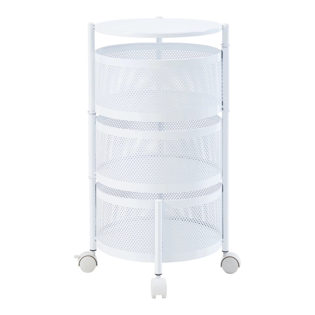 Carrello di servizio carrello da cucina/soggiorno mobile contenitore a 3 ripiani acciaio 60 x 33 cm bianco 03_0009245