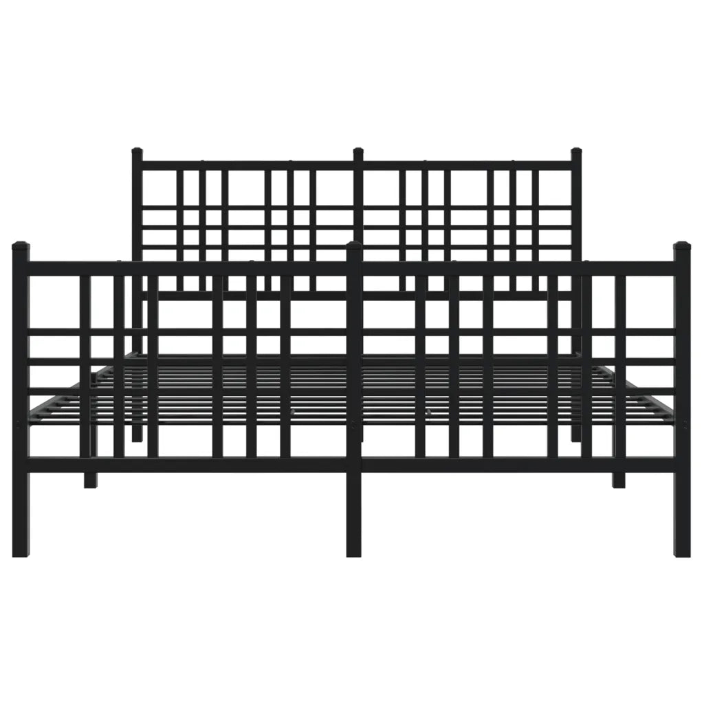 Giroletto con Testiera e Pediera Metallo Nero 137x190 cm