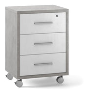 MOBILE CASSETTIERA 3 CASSETTI SU RUOTE H71 L51 P41 Cm STRUTTURA CEMENTO FRONTALE BIANCO SARMOG Db733