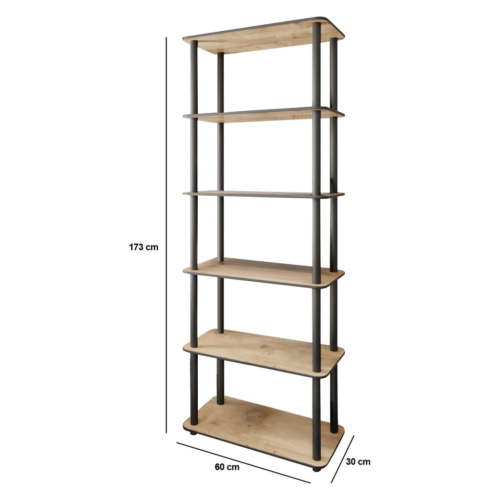 Biblioteca Nervina, Libreria 4 Ripiani, 60x30x173h cm Marrone Rovere