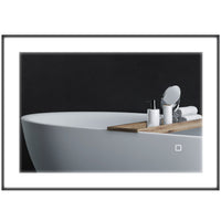 Specchio da Bagno 70x3x50 cm Illuminato a LED 3 Tonalità Cornice in Alluminio Nero