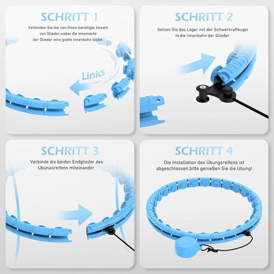 Circolo fitness per adulti, peso oscillante con bilancino dolce - Infinity Fitness Hoop Plus Size - 24 anelli rimovibili - attrezzatura di allenamento intelligente per donne