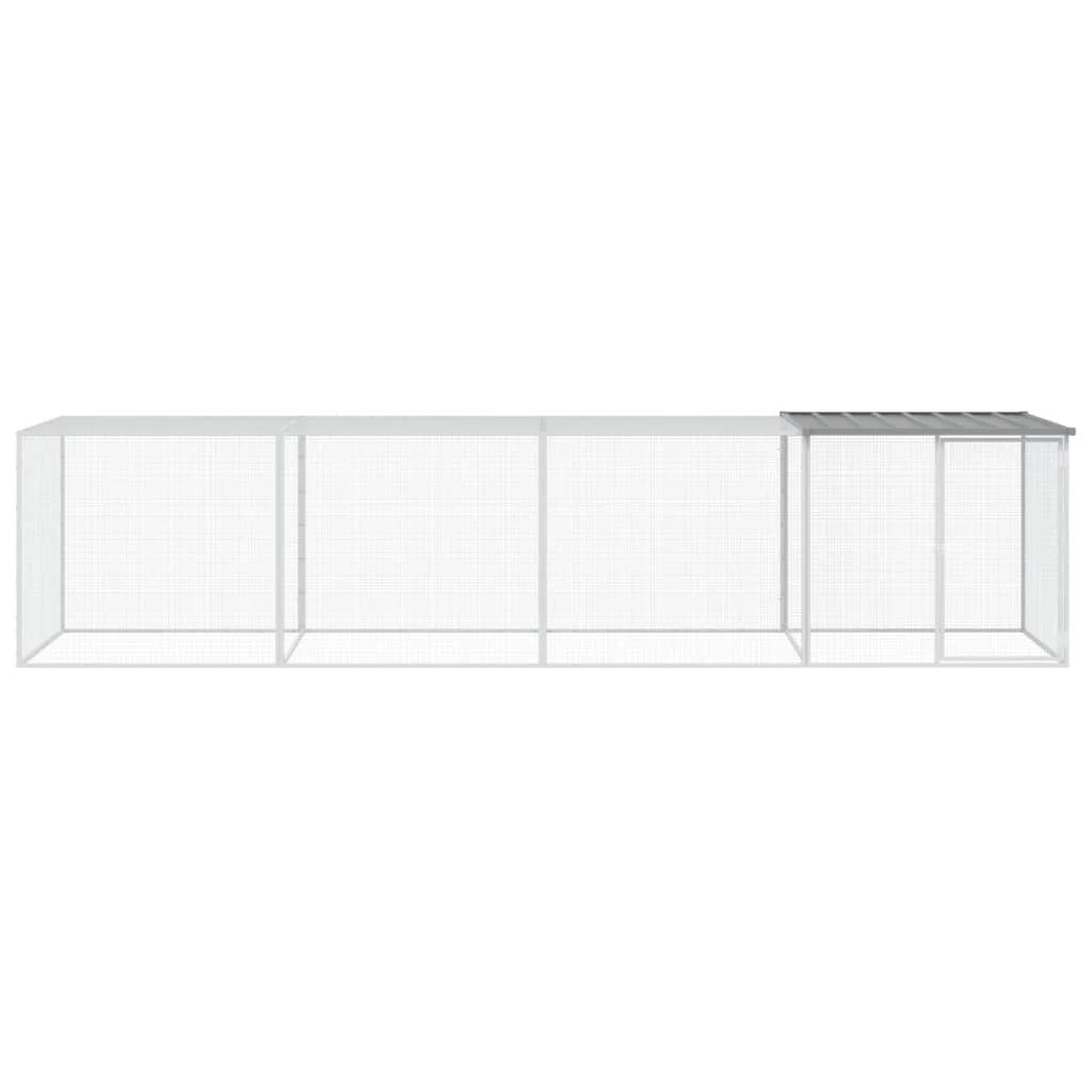 Pollaio/recinto/gabbia per polli con tetto trasparente 403 x 98 x 90 cm acciaio zincato grigio 02_0043984