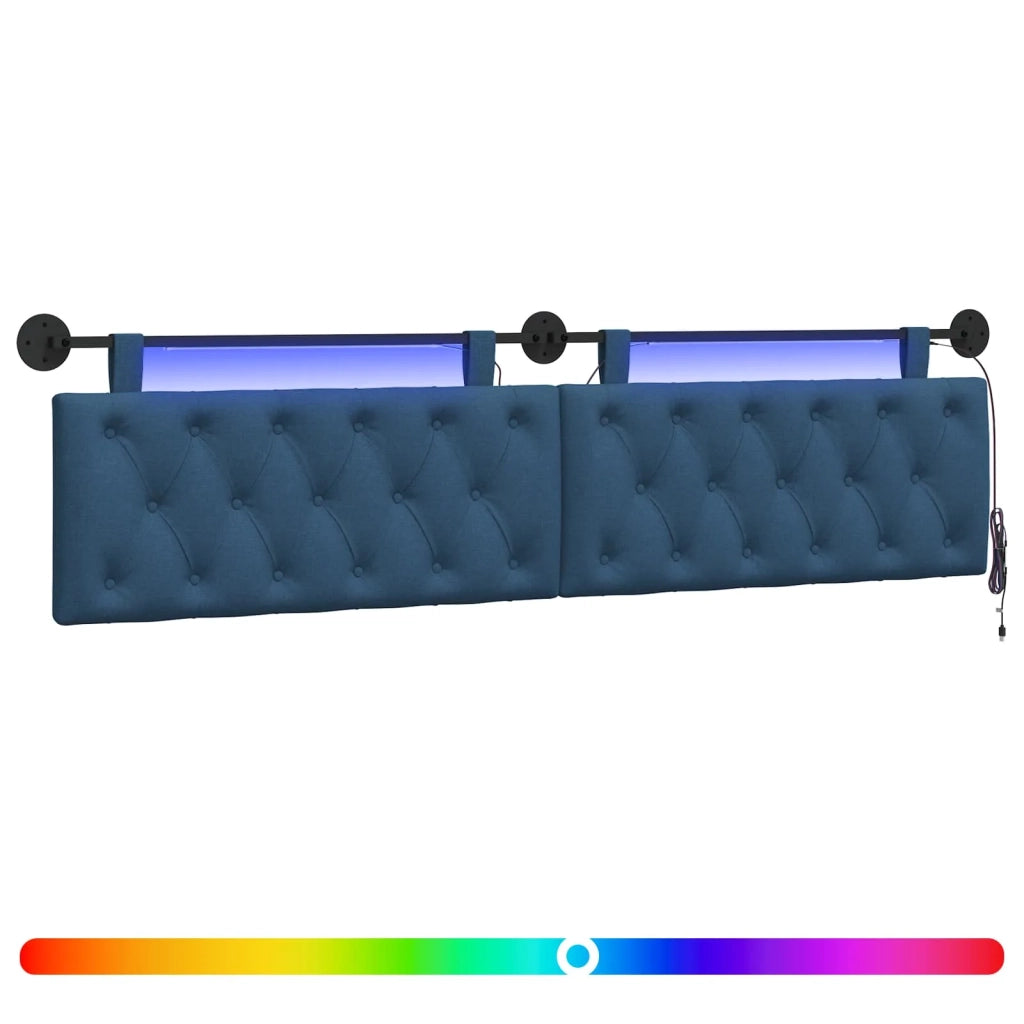Testiera sospesa Con luce LED Blu Tessuto