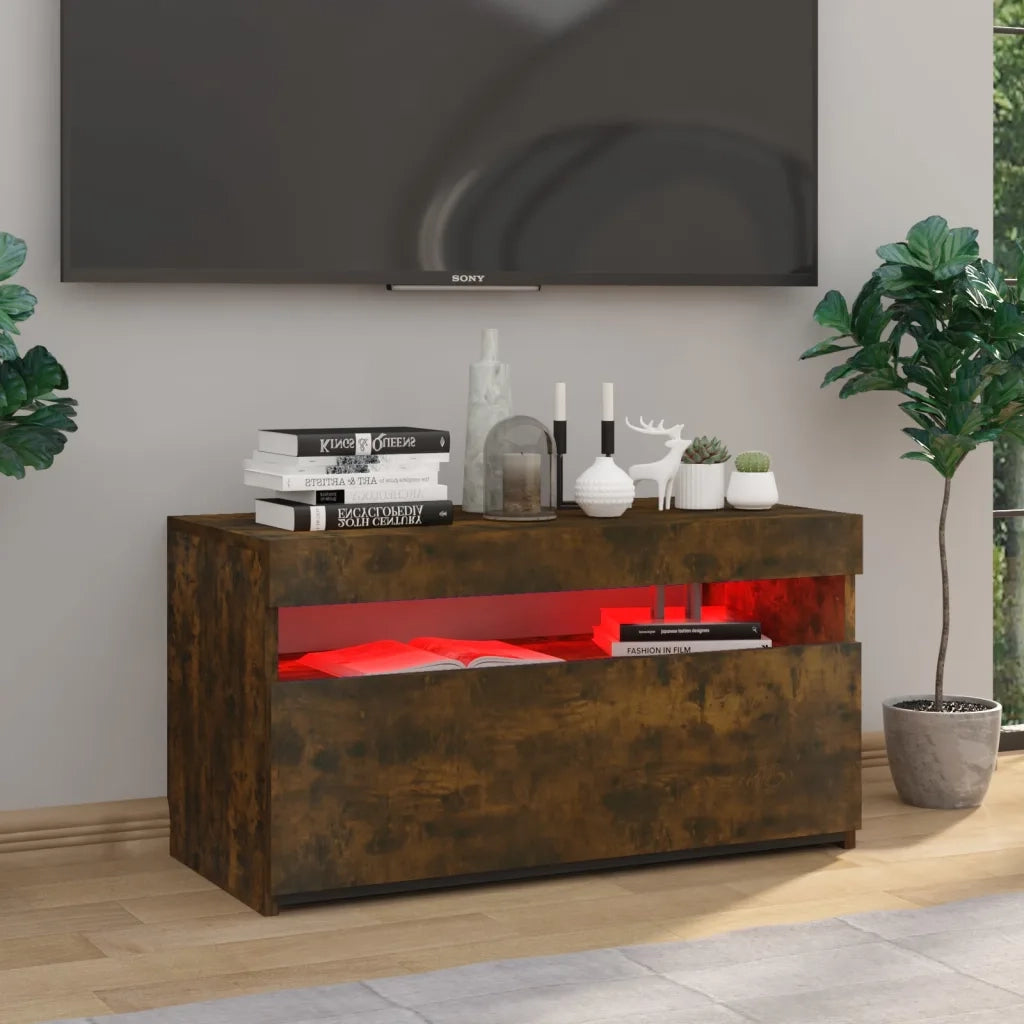 Mobile Porta TV con Luci LED Rovere Fumo 75x35x40 cm  cod mxl 16638